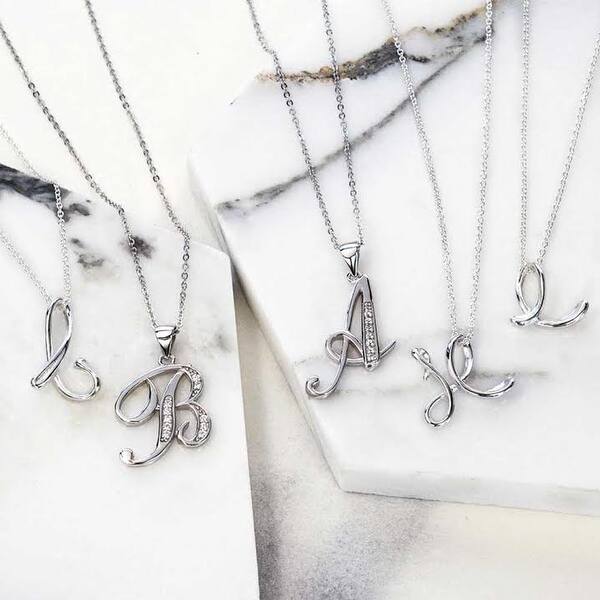 Shop Letter B Script Initial Pendant Necklace Pave Cz 925 Sterling Silver On Sale Overstock 17996505