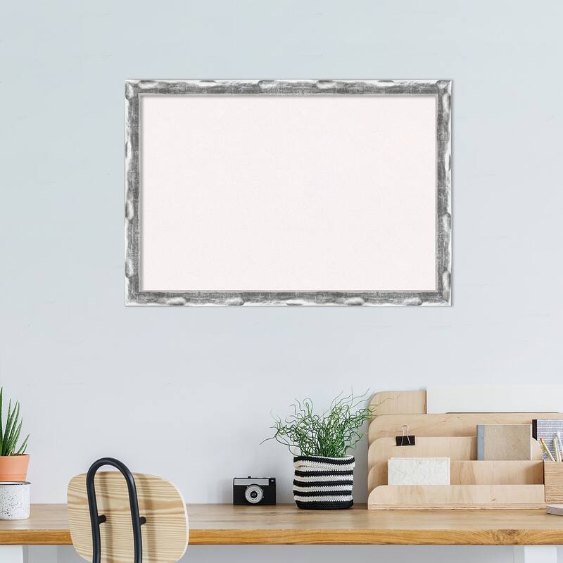 Scratched Wave Chrome Framed White Corkboard Bulletin Board