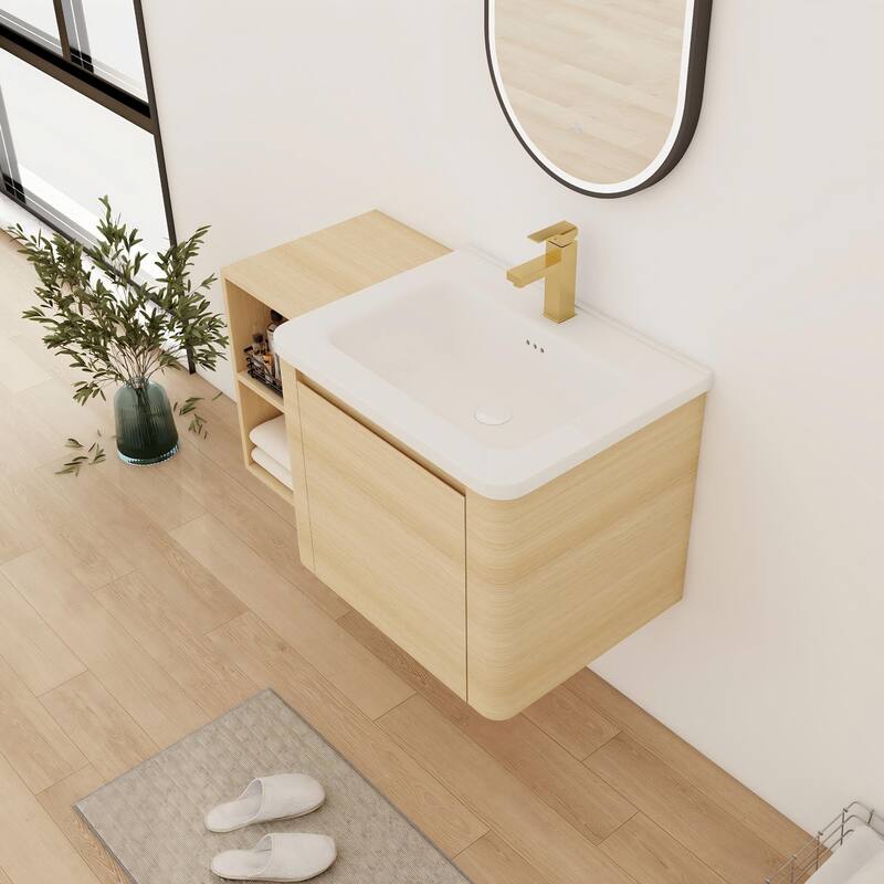 Bathroom Vanity With Sink In 24/28/36/40/60/68 Inch, Floating Bathroom Vanity With Soft Close Door