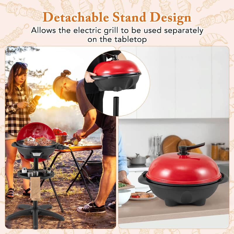 Costway Electric BBQ Grill 1350W Non-stick 4 Temperature Setting