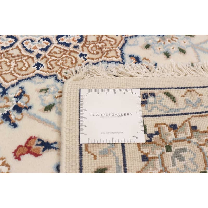 ECARPETGALLERY Hand-knotted Nain Cream Silk, Wool Rug - 4'0 x 6'2