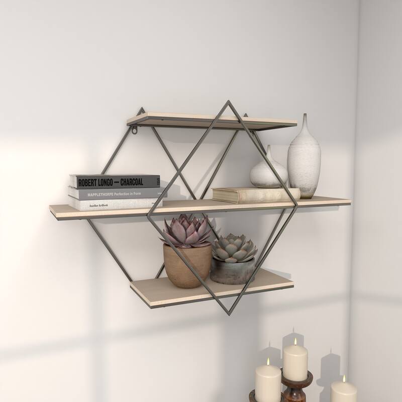 Brown MDF Contemporary Wall Shelf 20 x 30 x 7 - 30 x 7 x 20