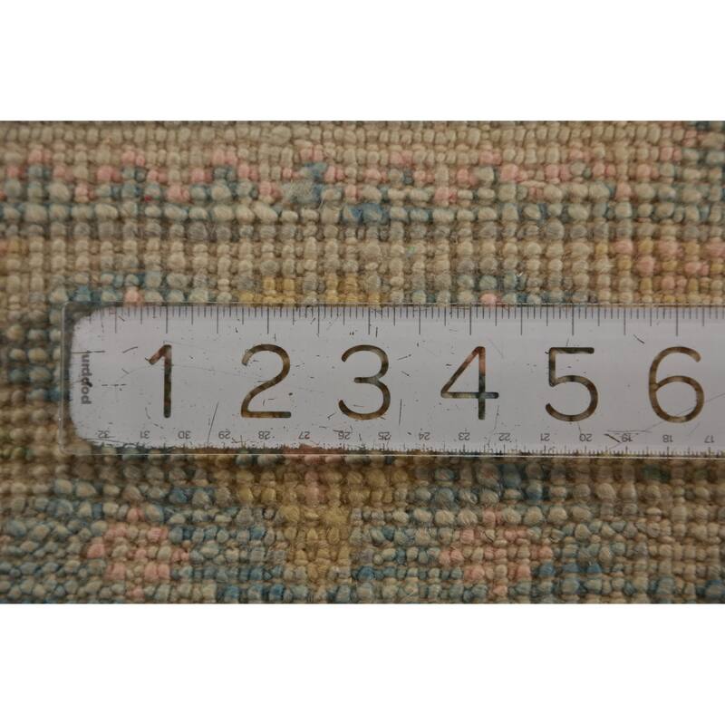 Hand Knotted Oriental 100% Wool Carpet Transitional Geometric Greys & Charcoal Oushak Runner Rug - 12' 1'' X 3' 1''