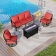 preview thumbnail 95 of 119, MAISON ARTS Outdoor Sofa Set 4/6-Piece Patio Conversation Set with 45'' Gas Fire Pit Table Set 2 - Red