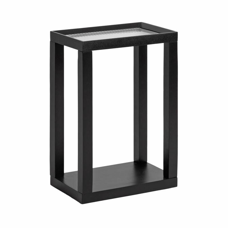 Kate and Laurel Keating Wood and Glass Table - 16x10x24 - Black