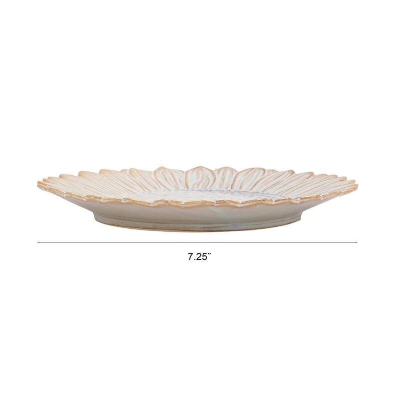 Flower-Shaped Stoneware Plate in Reactive Glaze - 7.88"L x 7.88"W x 1.25"H