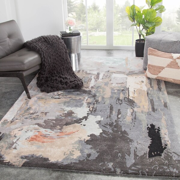 Shop Morisot Handmade Abstract Gray Blush Area Rug 9 X 13
