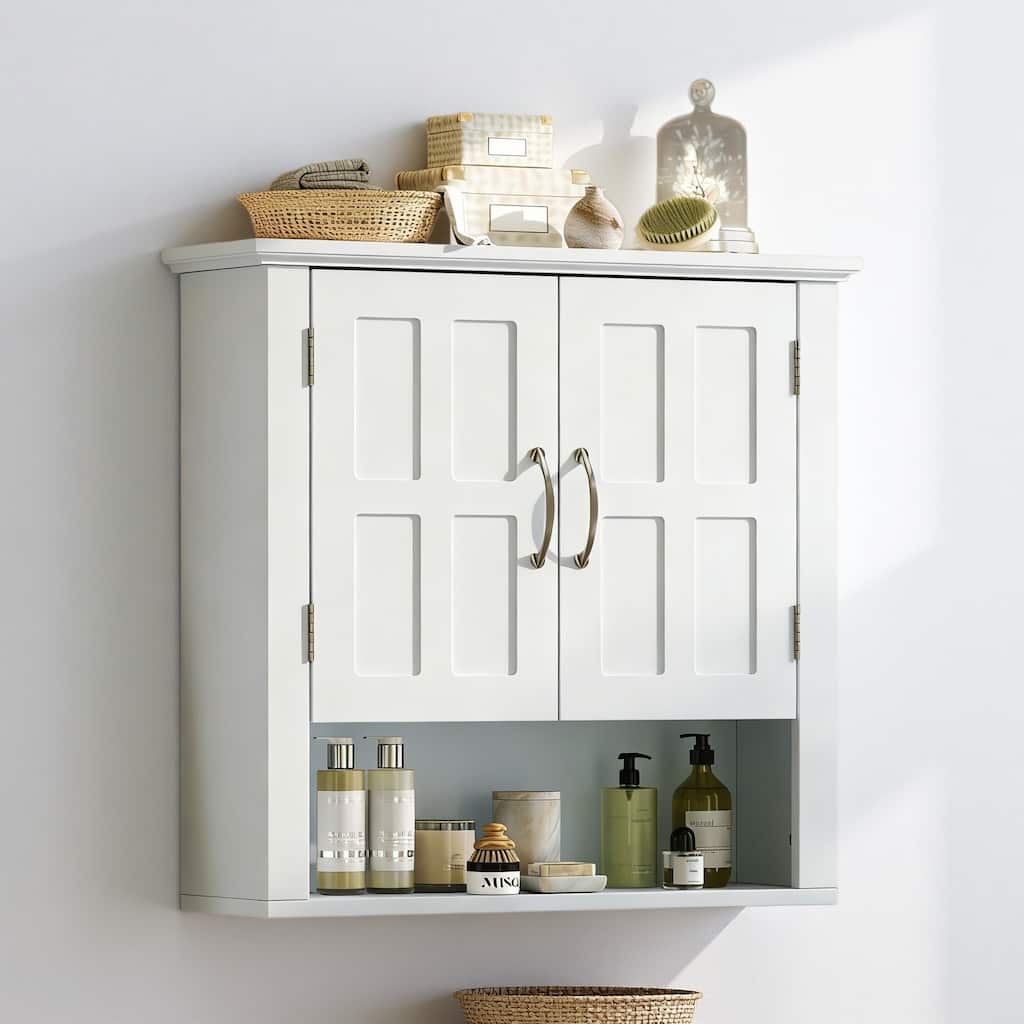 23"H Bathroom Wall-Mounted Storage Cabinet, Multi-functional Cabinet with Adjustable Shelves, Medicine Cabinet for Laundry Room