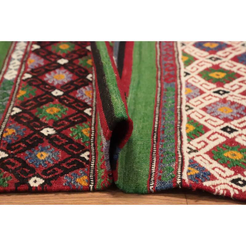 Hand Woven Oriental 100% Wool Carpet Southwestern Tribal Multi-Colored Kilim Area Rug - 7' 4'' X 5' 0''