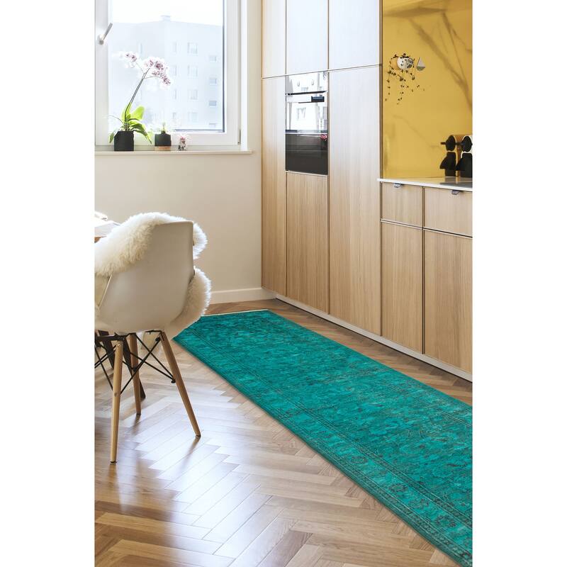 ECARPETGALLERY Hand-knotted Vibrance Teal Wool Rug - 2'8 x 9'3