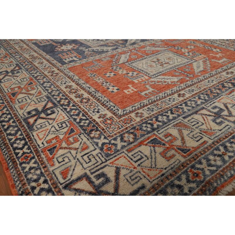 Hand Knotted Oriental 100% Wool Carpet Transitional Tribal Oranges & Rust Oushak Area Rug - 8' 11'' X 6' 5''
