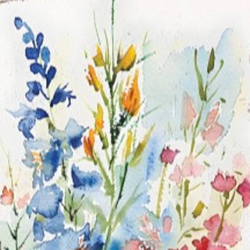 HomeRoots 30" Blue Pink White And Yellow Solid Wood Watercolor Floral Garden Stake