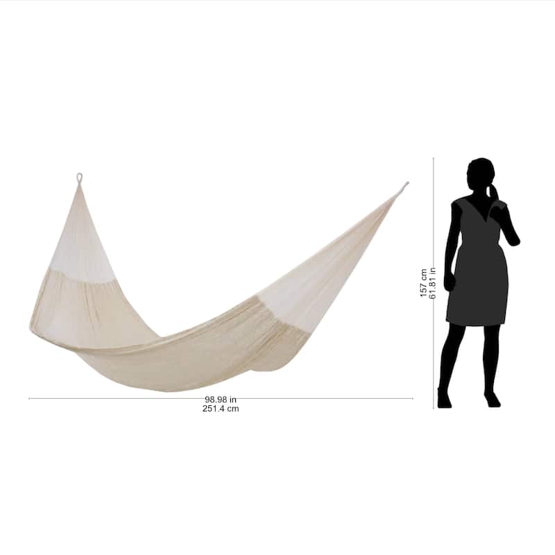 NOVICA Handmade Nylon Knotted Rope Double Hammock (Mexico)