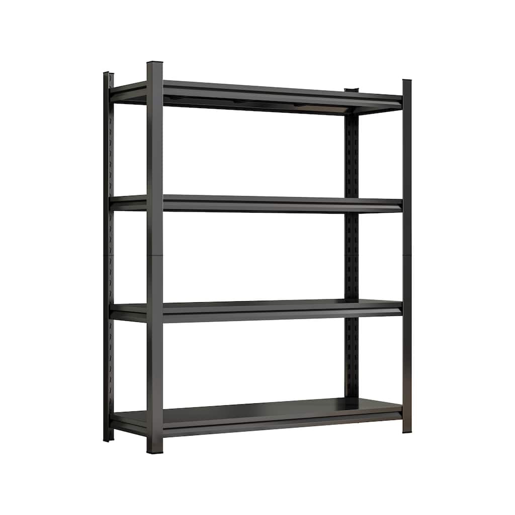 4-Tier Height-Adjustable Metal Storage Rack, Vertical Organizer, 63" H × 45.27" W × 17.7" D, Black, Assembly Required