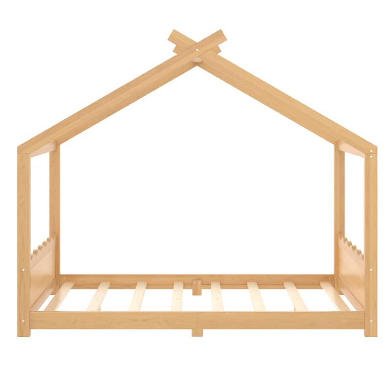 Wood House Bed Floor Bed with Support Slats Montessori Bed