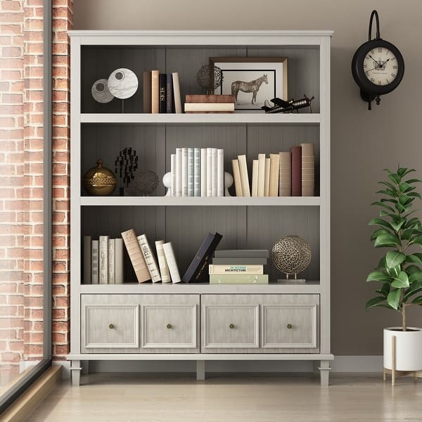 Bookcase Library With Drawers Storage Buffet Sideboard Wood