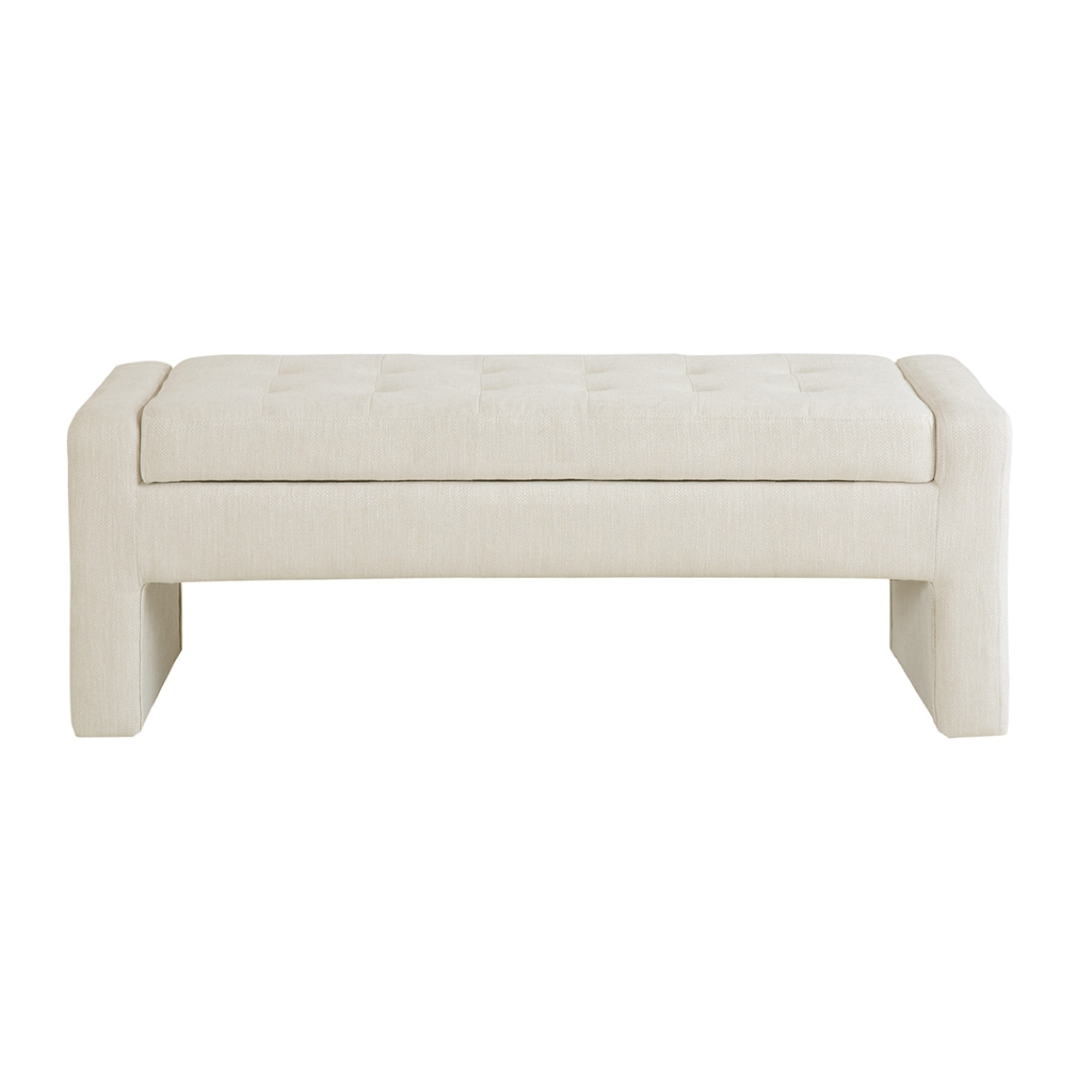 Roomfitters 50.5-Inch Upholstered Soft Close Storage Bench, Button-Tufted High Density Foam Seat in Cream