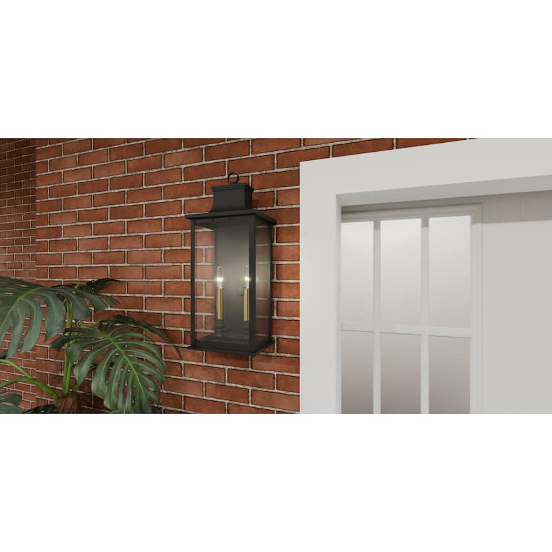 Abernathy 2-Light Matte Black Outdoor Wall Lantern