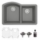 preview thumbnail 30 of 64, Karran Undermount Quartz 32 in. 60/40 Double Bowl Kitchen Sink Kit Grey