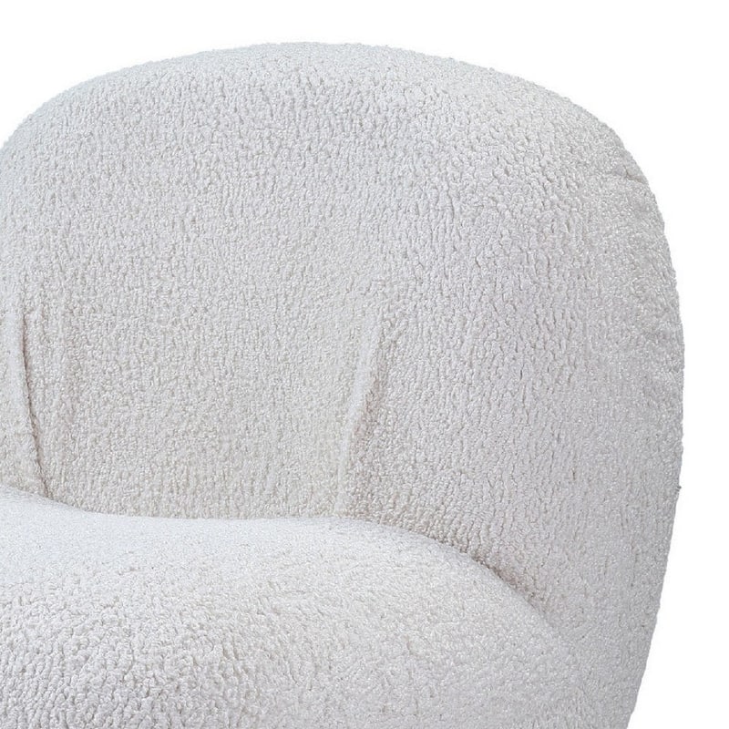 27 Inch Teddy Sherpa Fabric Curved Accent Chair, Swivel Function