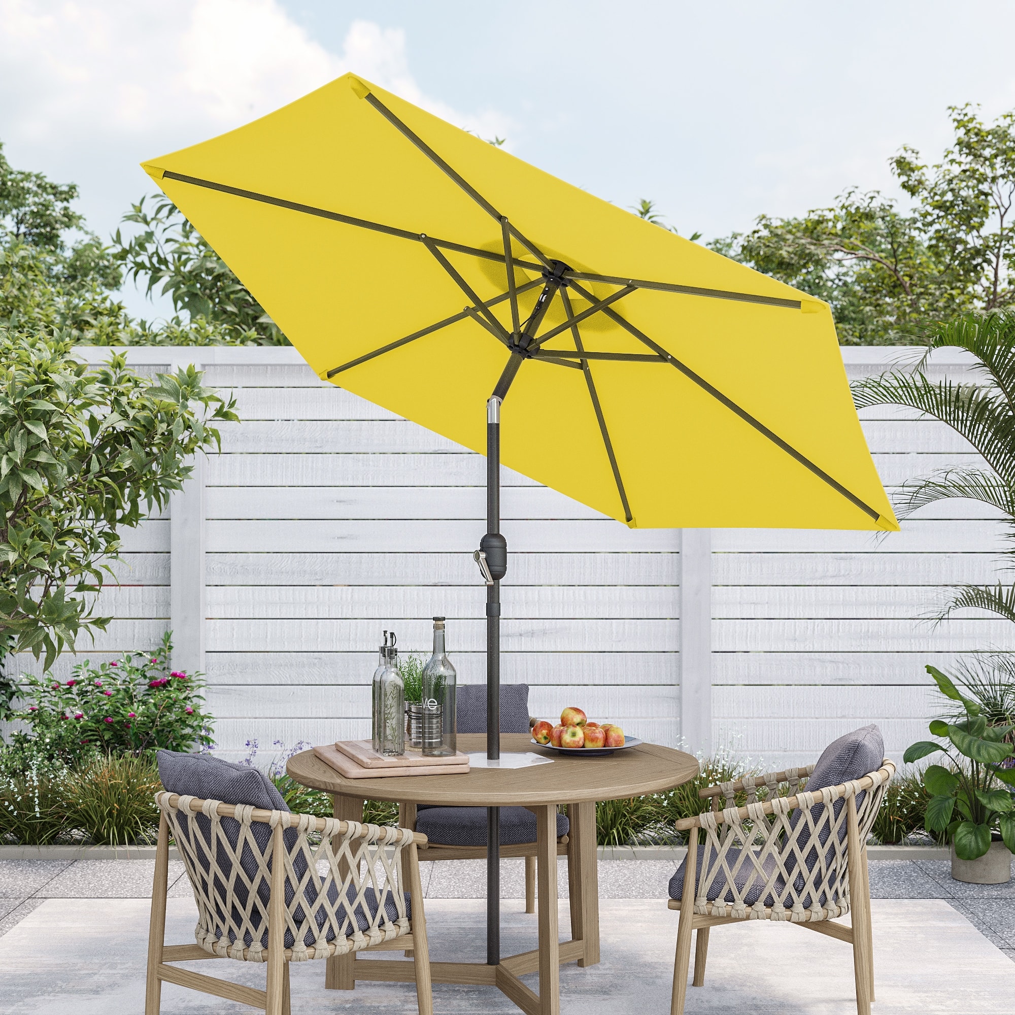7 ft patio table umbrella Wooden 7ft 8-Rib Tassel Boho 5-10yr resistant steel frame Best Choice Products 7.5ft Heavy-Duty