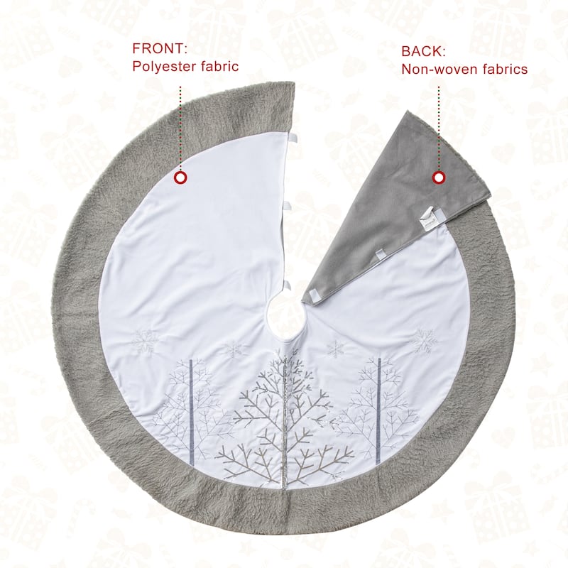 Glitzhome 48"D White Soft Plush Christmas Tree Skirts