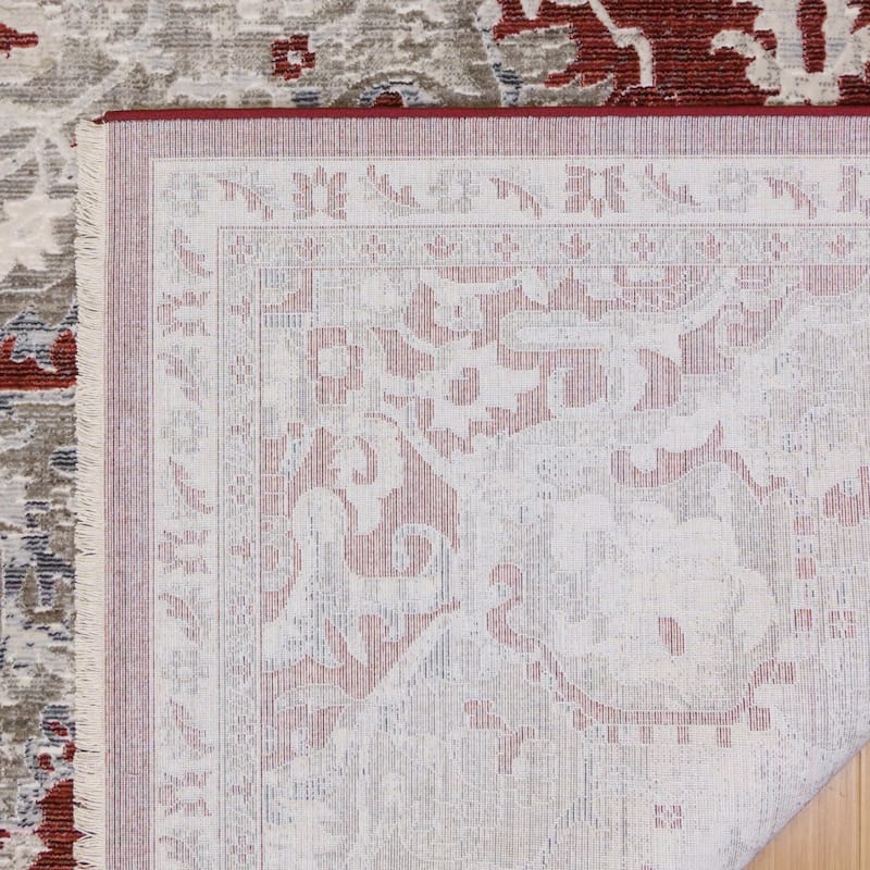 Gertmenian Astris Laval Traditional Red/Beige Medallion Wide Border Polypropylene Area Rug