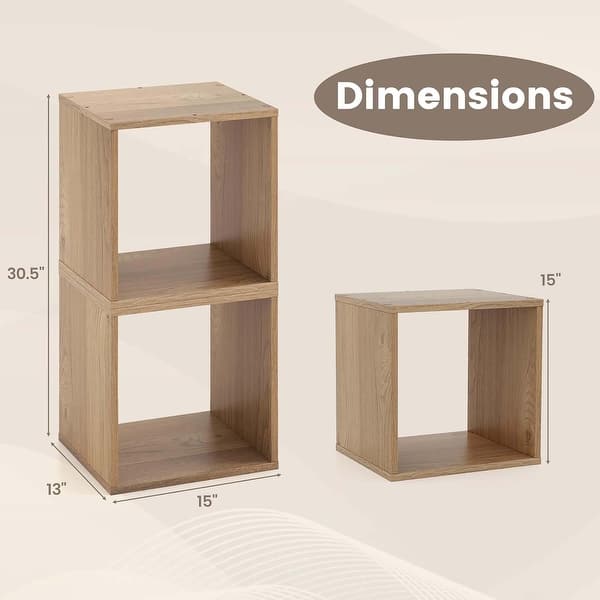 2PCS Stackable Storage Cube Free-standing Storage Organizer Bookcase ...