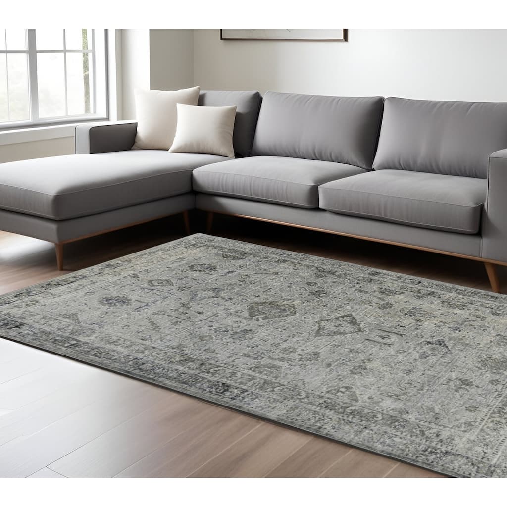 HomeRoots Medallion Transitional Rectangle Area Rug