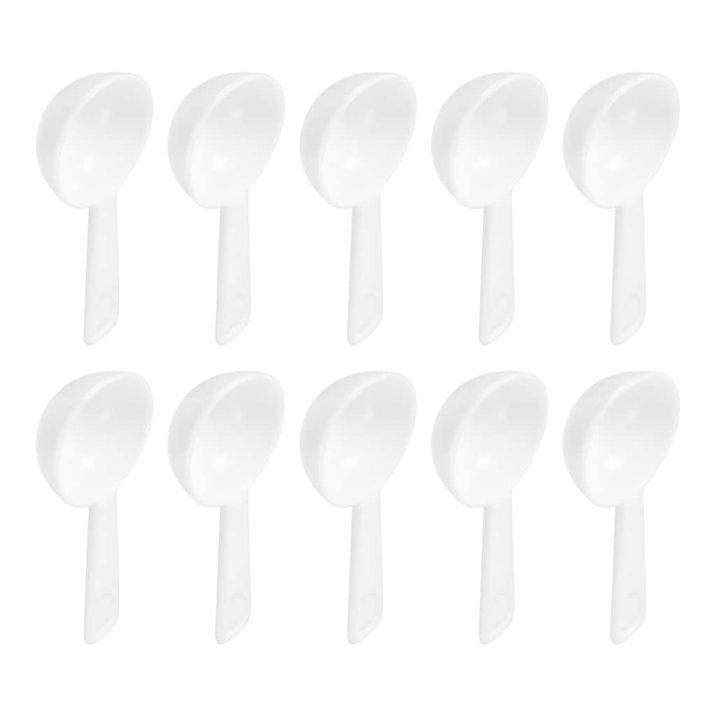 10Pcs Plastic Measuring Spoons Powder Scoops Spoon Kitchen Spoon, 3g White