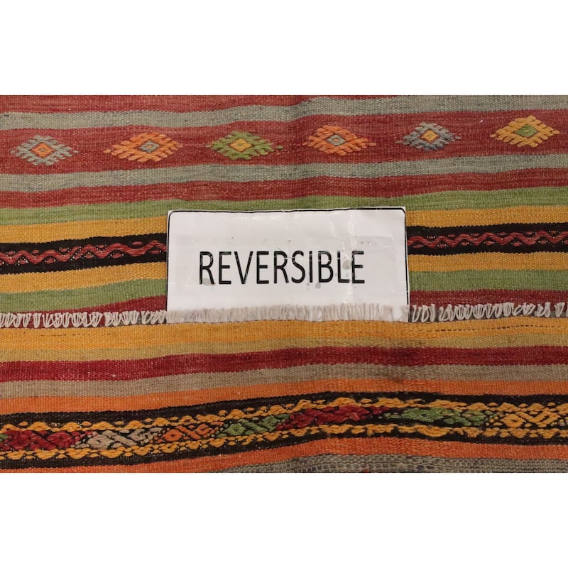 Hand Woven Oriental 100% Wool Carpet Southwestern Tribal Multi-Colored Kilim Area Rug - 9' 6'' X 5' 1''