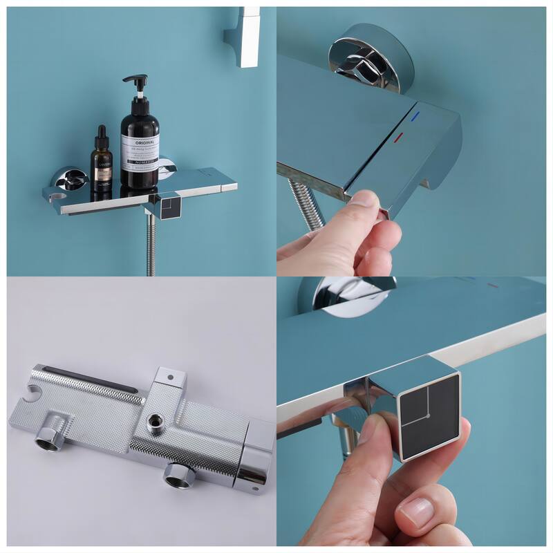 Modland Wall 3-mode High-pressure Bathtub Handheld shower with Faucet in White/Chrome