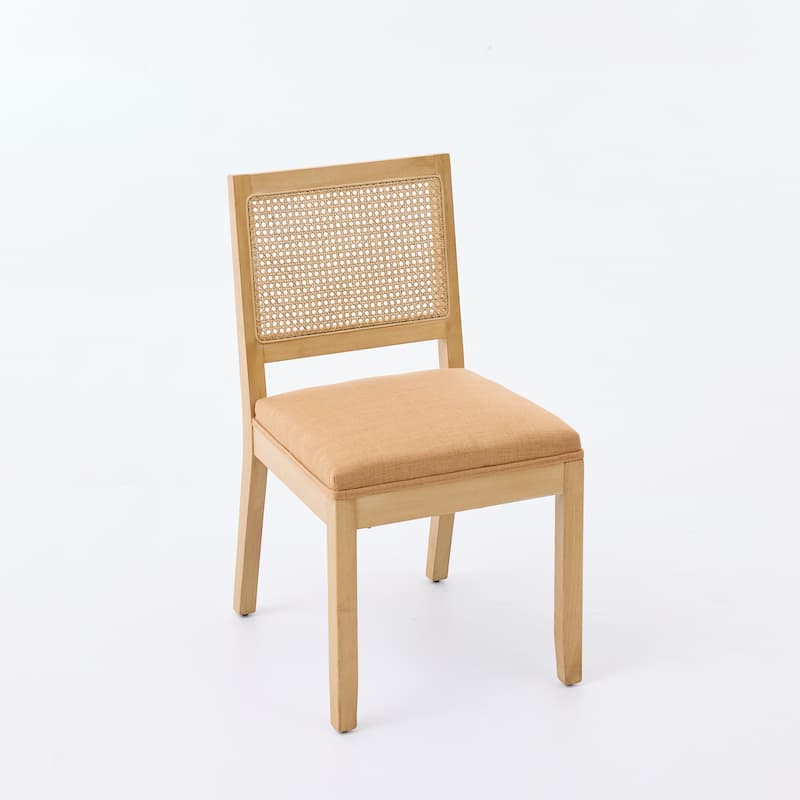 Farmhouse Rattan Dining Chairs Set of 2,Kitchen & Dining Room Chairs, Cane Upholstered Kitchen Side Chair with Hardwood Frame