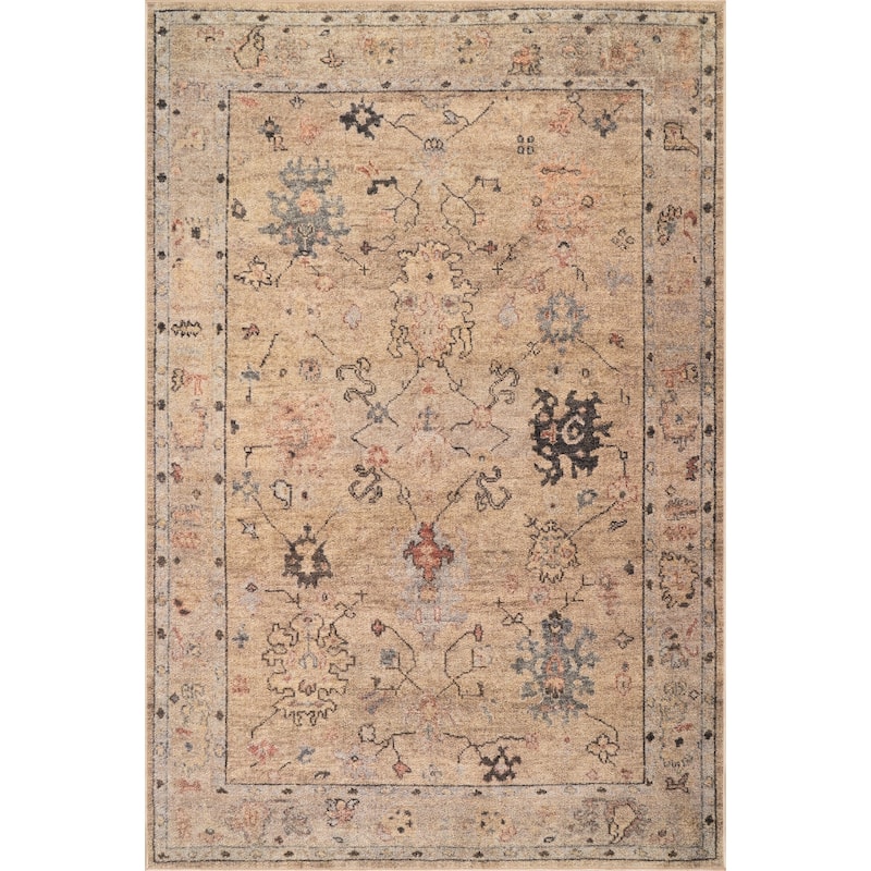 Nuloom Nolira Traditional Bordered Washable Area Rug - 6' 7" x 9' - Beige - Rectangle