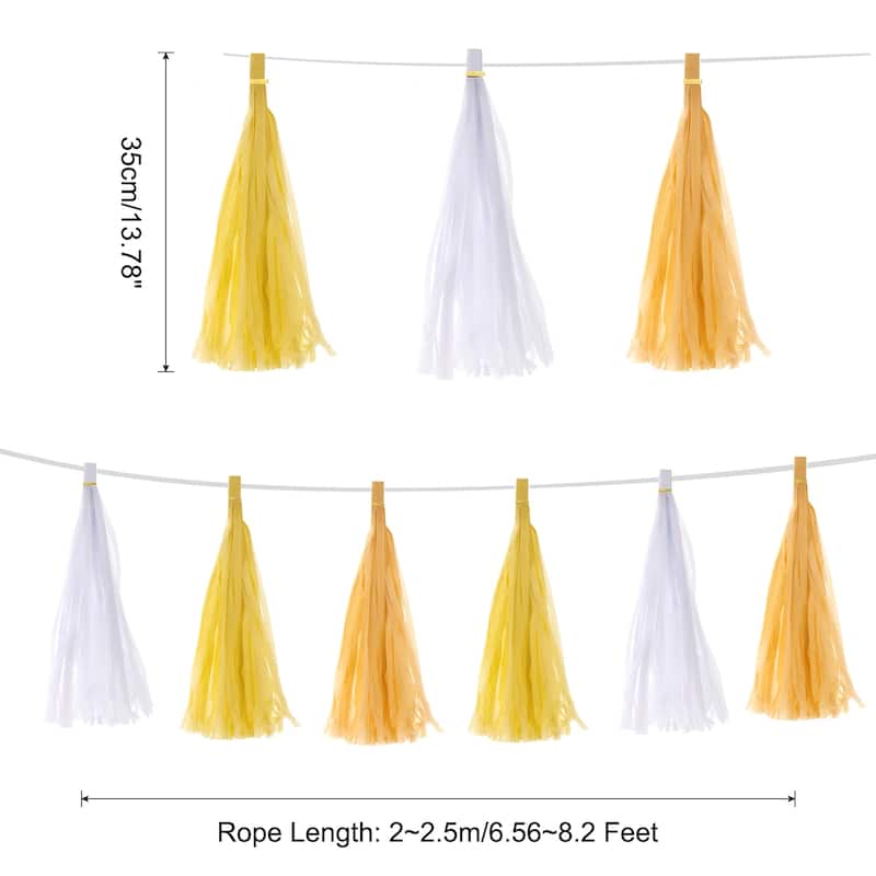 30Pcs Tassel Garland Banner with Rope - Light Yellow,Dark Yellow,White