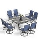 preview thumbnail 2 of 11, MAISON ARTS 9 Pieces Patio Dining Set, 60 Inch Square Metal Table and Sling Dining Chairs