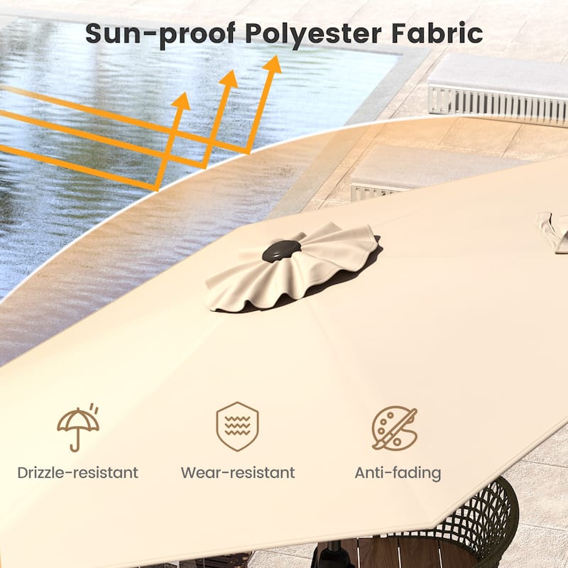 Polyester 7.5FT Patio Umbrella with Tilt, Crank and Vented Canopy