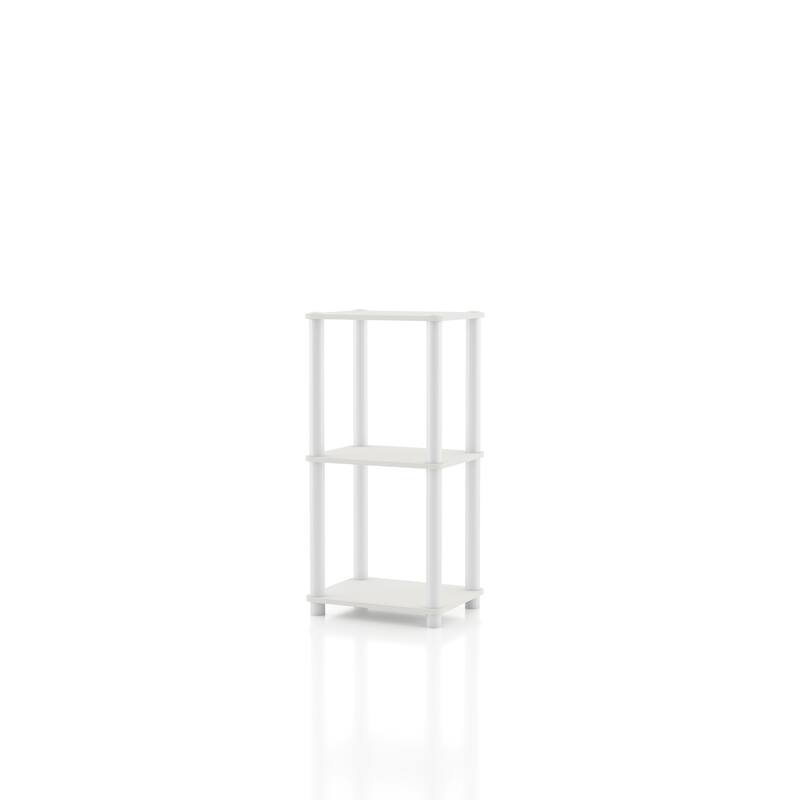 DH BASIC Modern Wood Shelving Unit with storage - Tier Shelves, Cube Ladder Shelf by Denhour - 3-Tier (Narrow) - White