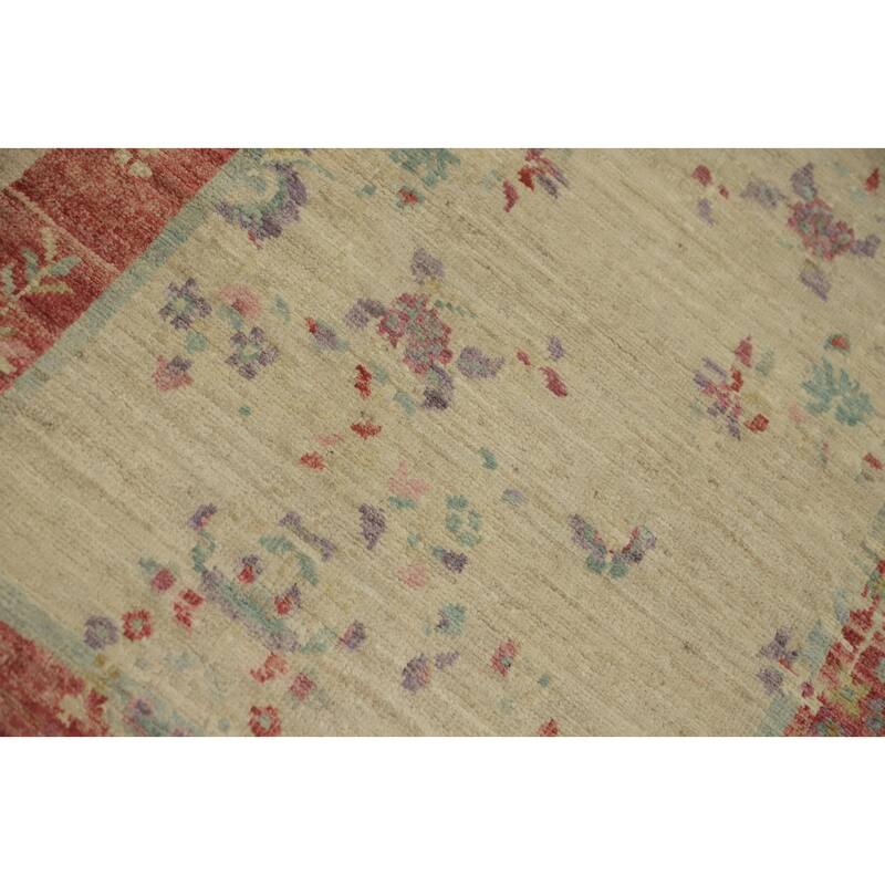 Hand Knotted Oriental 100% Wool Carpet Traditional Floral Beige & Ivories Ziegler Runner Rug - 8' 3'' X 2' 8''