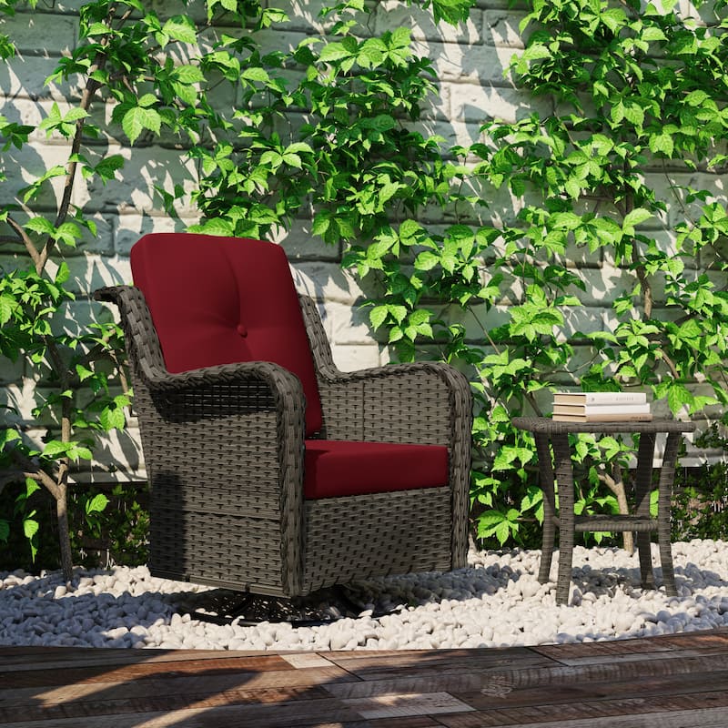 Patio Rattan Chairs Outdoor Wicker Swivel Rocker with Cushion