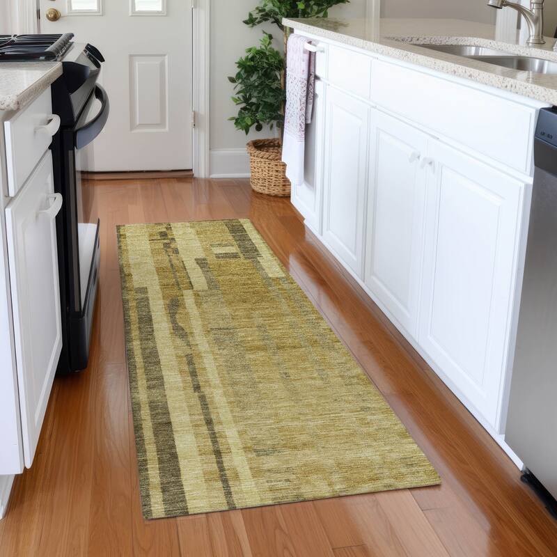 Premium Washable Super Soft Casual Contemporary Mayfield Rug - Gold - 2'3" x 7'6"