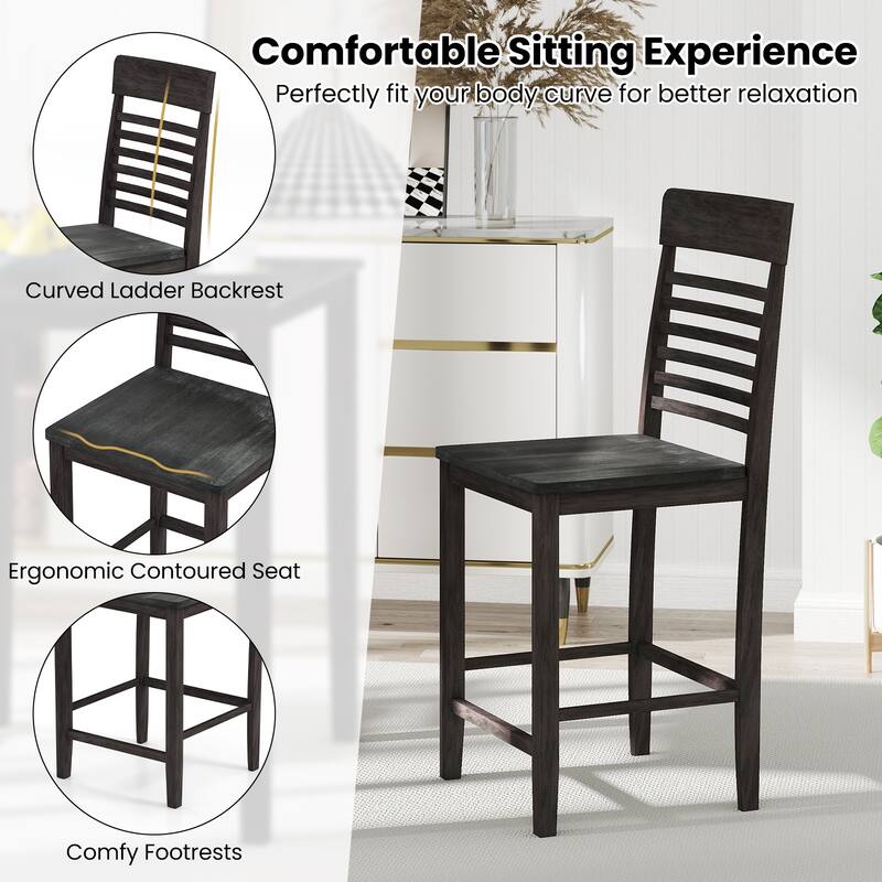 Gymax 3 PCS Counter-Height Dining Table Set for 2 Square Kitchen Table