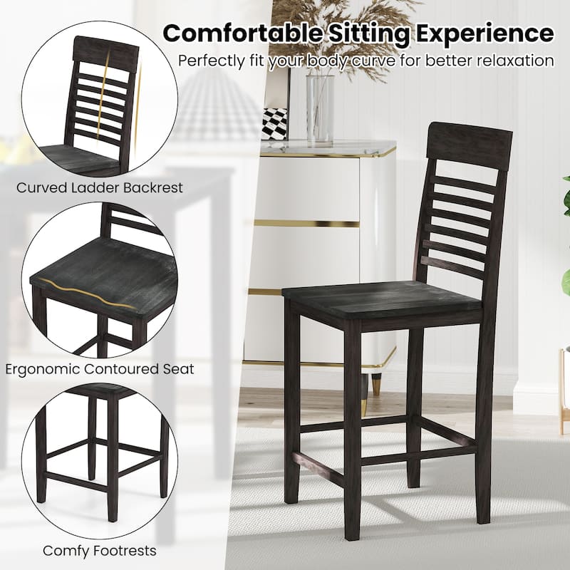Gymax 5 PCS Counter-Height Dining Table Set for 4 Square Kitchen Table