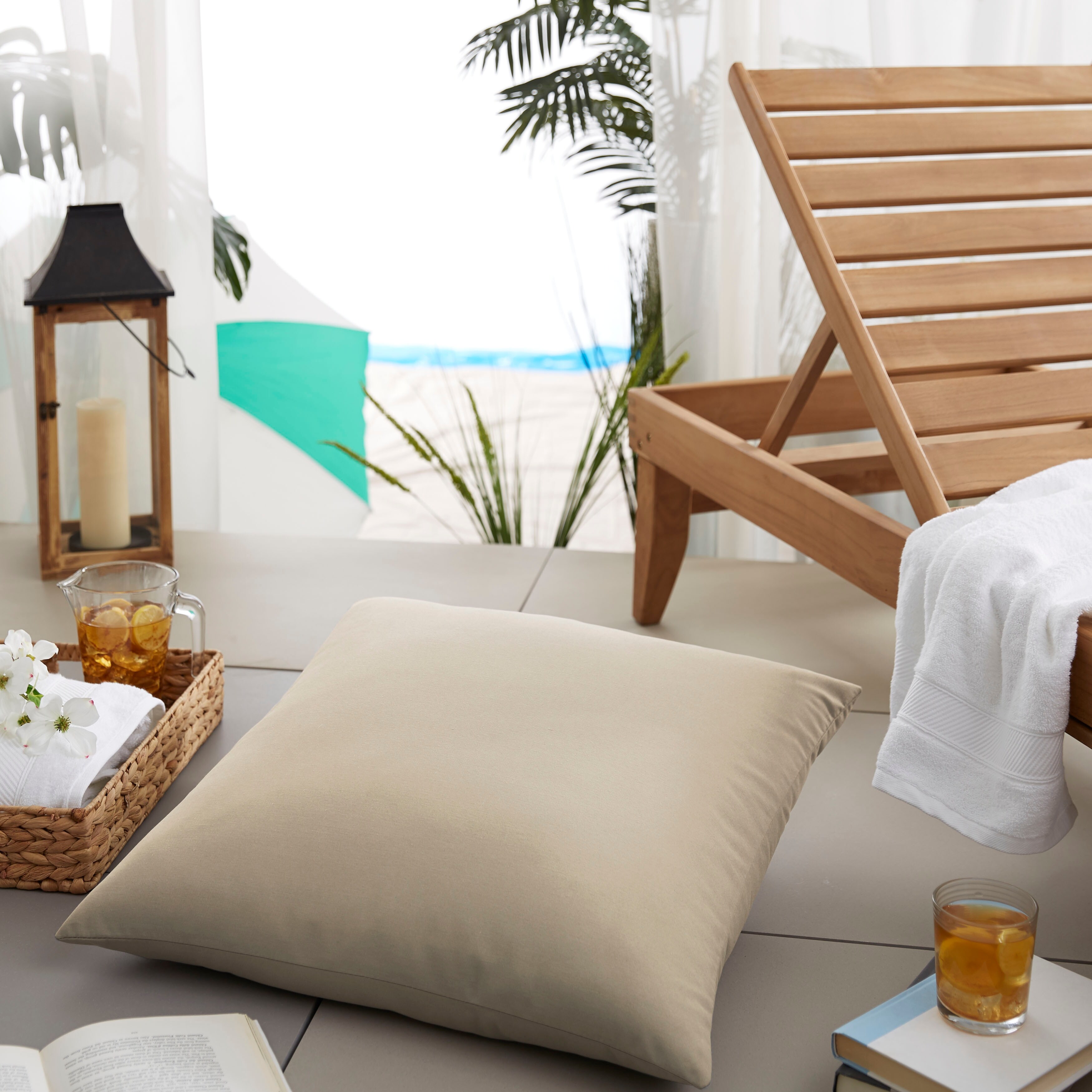 Sorra Home Sloane Beige 26 inch Indoor Outdoor Floor Pillow Bed