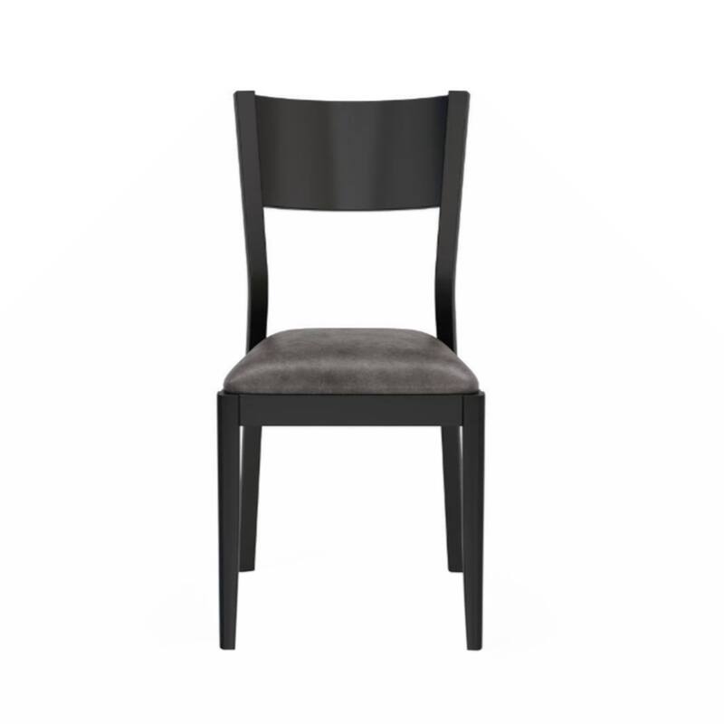 Set of 2 Padded Leatherette Dining Chairs in Black and Gray Finish