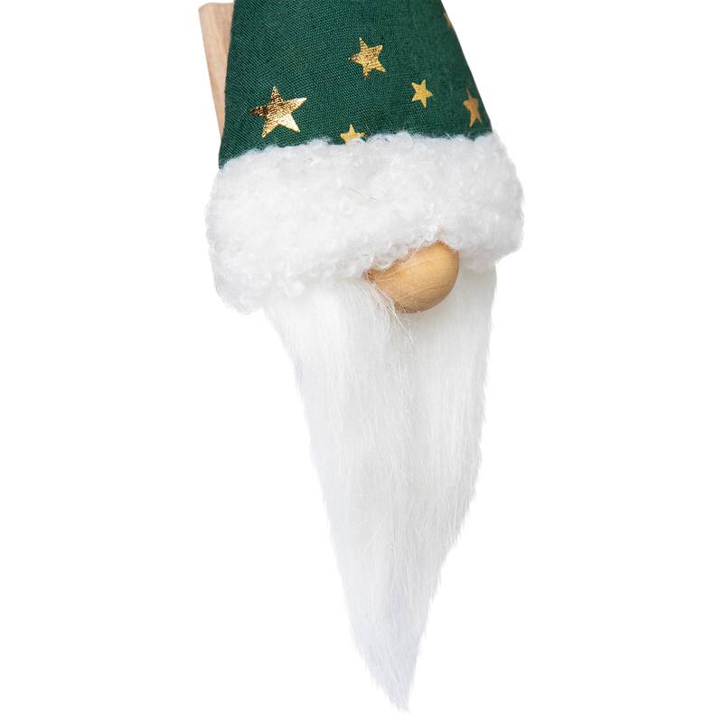Santa Hat Gnome with Stars Clip-On Christmas Ornaments - 6" - Set of 3