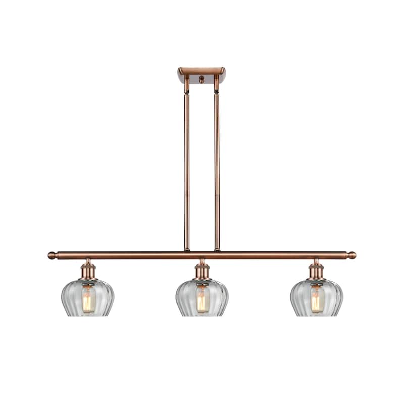Innovations Lighting Fenton 3 Light 36" Wide Linear Chandelier - Antique Copper / Clear