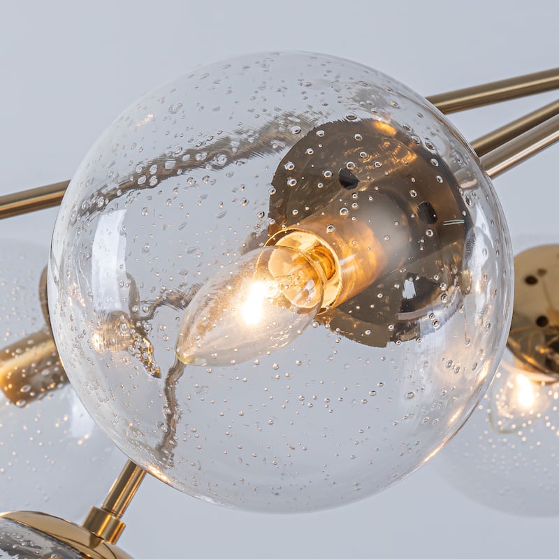 Starsky 12-Light Clear Bubble Glass Chandelier for Dining Room, Entryway, Living Room, Kitchen Island