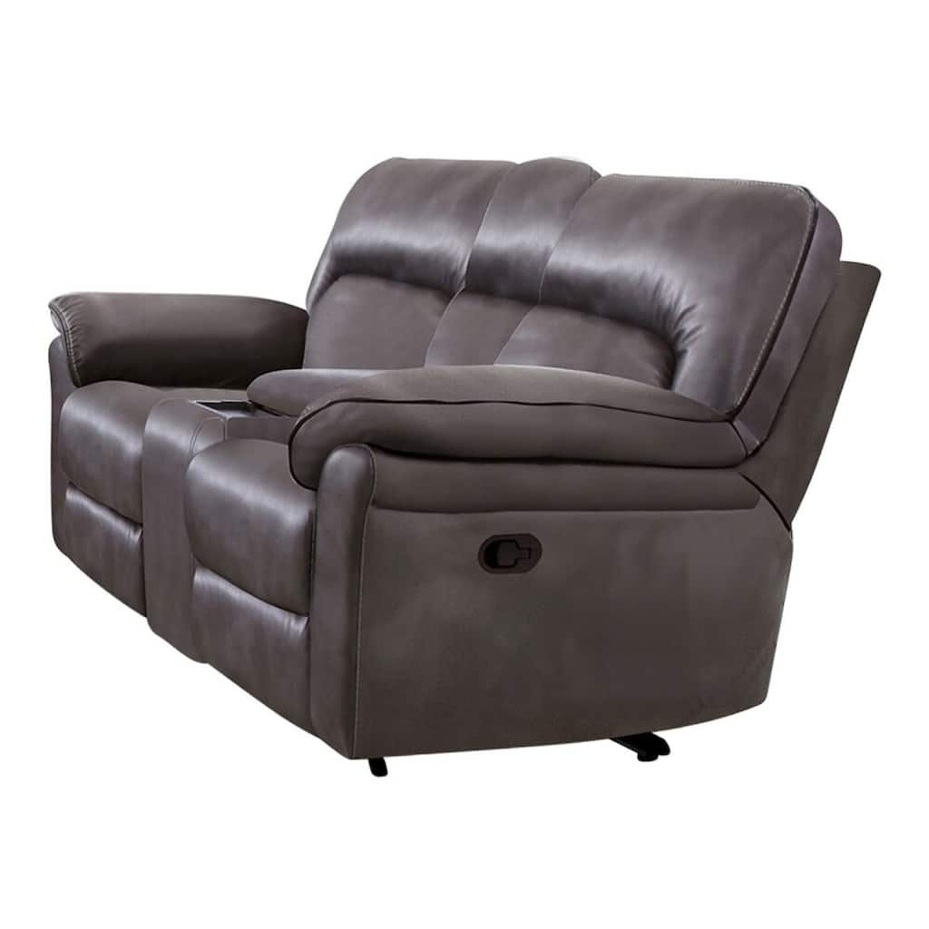 Josy Manual Recliner Loveseat with Console, Dark Gray Faux Leather, 77 Inch