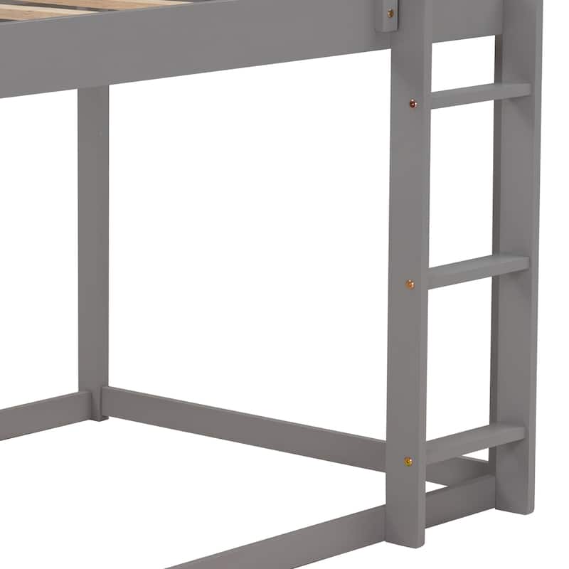 Twin Pine Low Bunk Bed with House Frame and Ladder